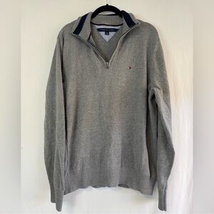 Tommy Hilfiger Men's Grey Quarter Zip Sweater Size XL